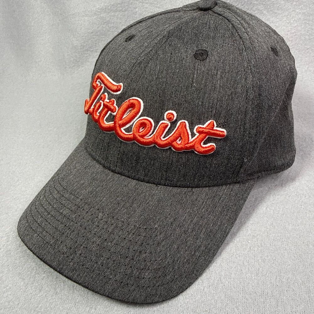 Titleist A-Flex Golf Hat S/M Gray Orange Script Stretch Fit Cap Old Money Preppy - Picture 1 of 6